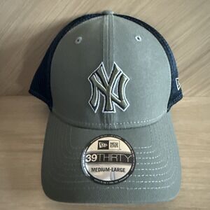NEW ERA 39 THIRTY MLB NEW YORK YANKEES MESH HAT STRETCH MED LARGE‎ OLIVE BLACK